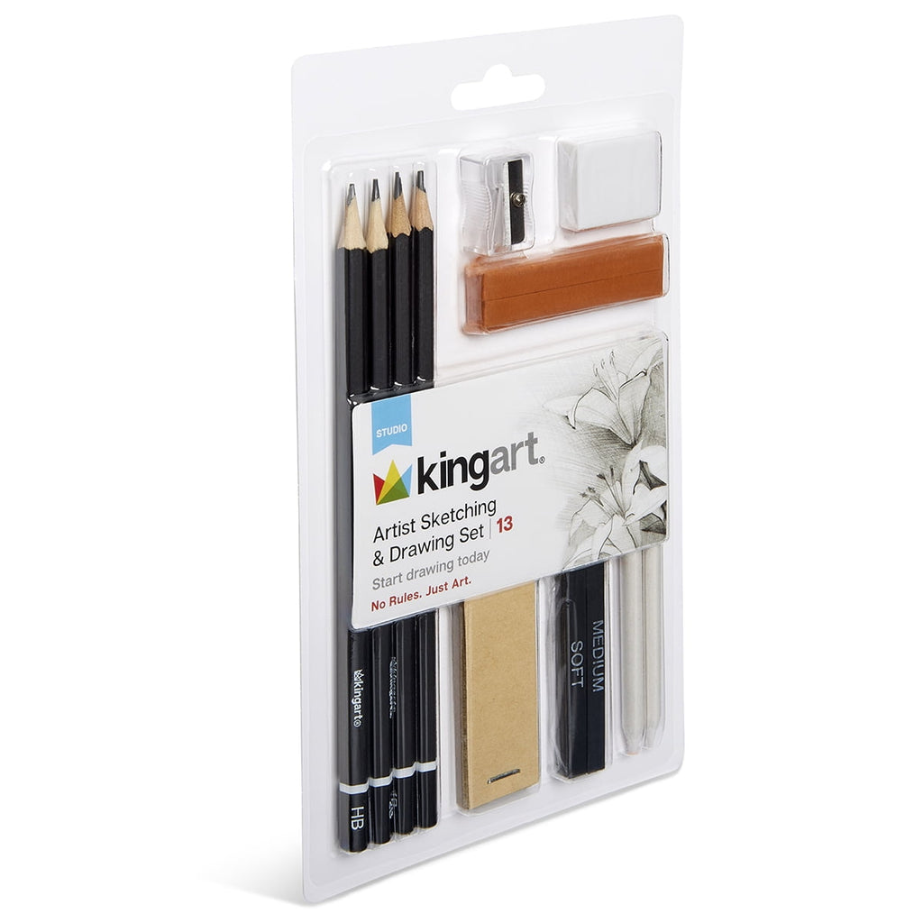 Charcoal Drawing Set – 13-Piece Sketching Kit with Pencils and Blending Tools