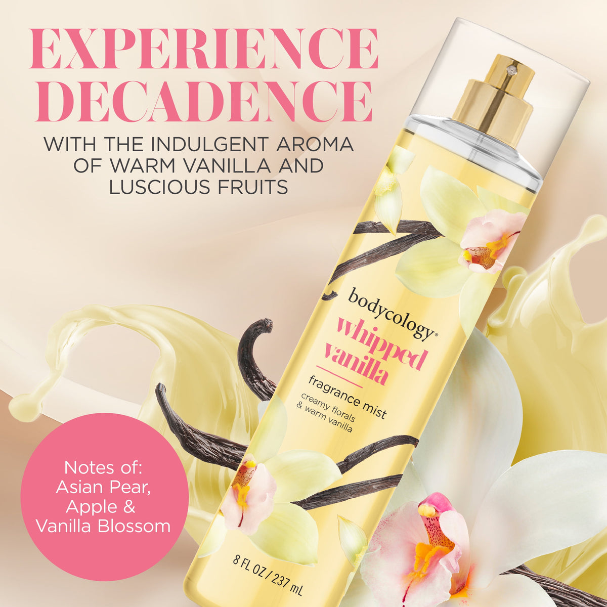 Whipped Vanilla Fragrance Body Mist – Sweet Warm Vanilla Scented Body Spray, 8 fl oz