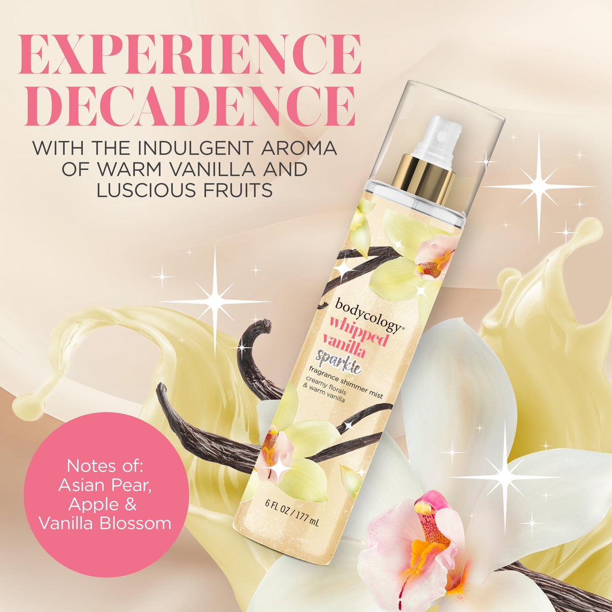 Whipped Vanilla Shimmer Fragrance Mist – Luminous Glow Scented Body Spray, 6 fl oz