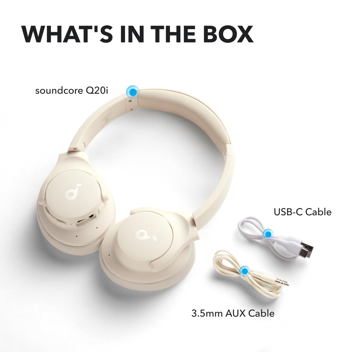 Soundcore by Anker Q20i Hybrid Active Noise Cancelling Headphones, White