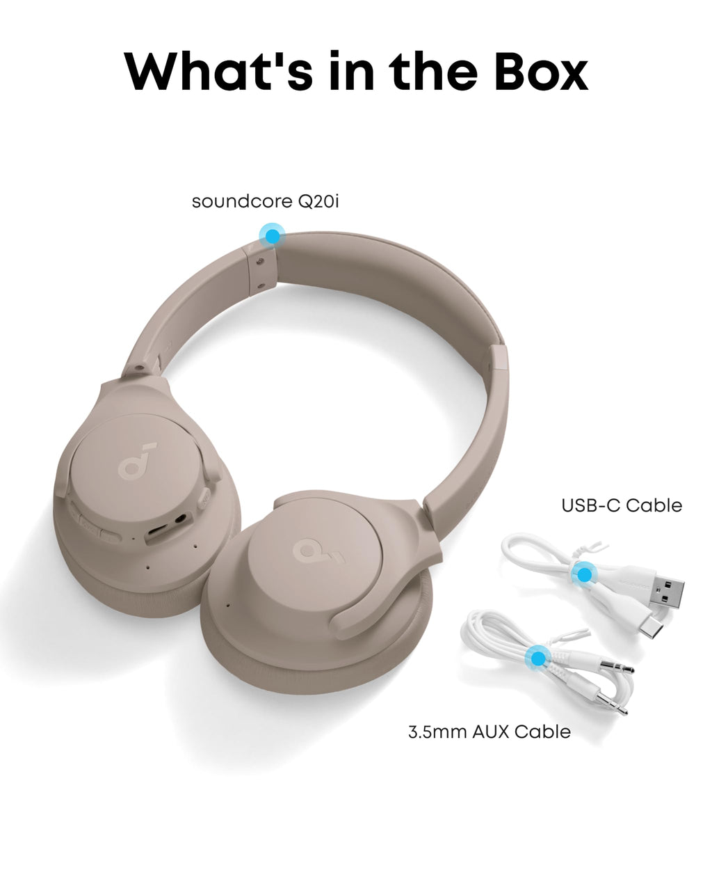 Soundcore by Anker Q20i Hybrid Active Noise Cancelling Headphones, White