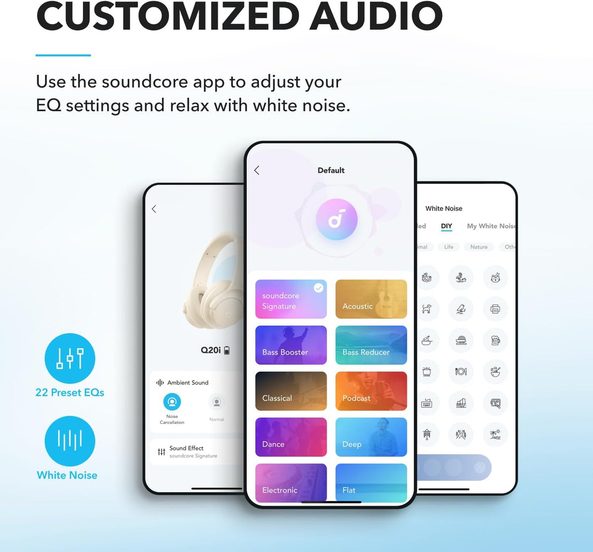Soundcore by Anker Q20i Hybrid Active Noise Cancelling Headphones, White
