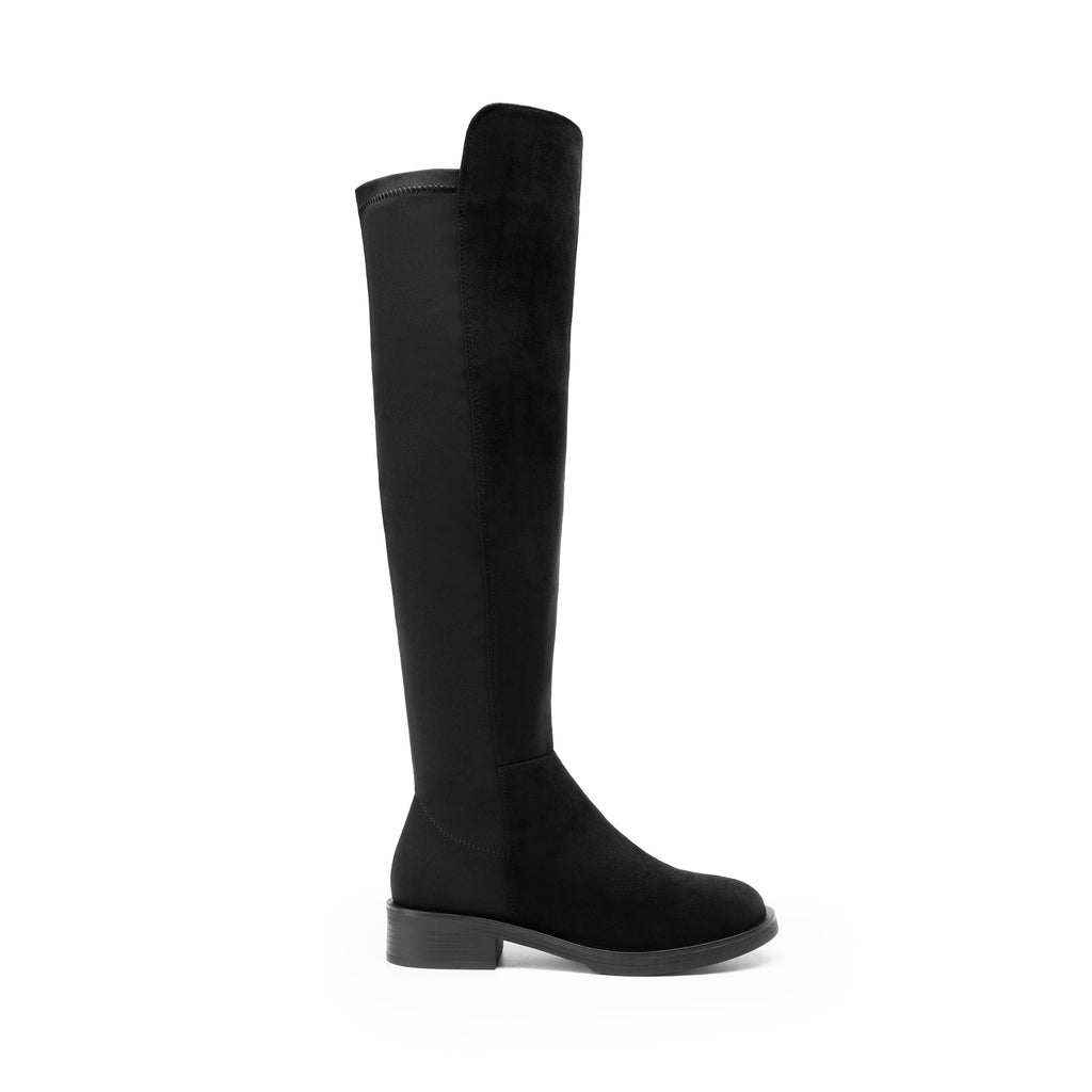Flat Knee-High Boots – Low Block Heel Everyday Boots
