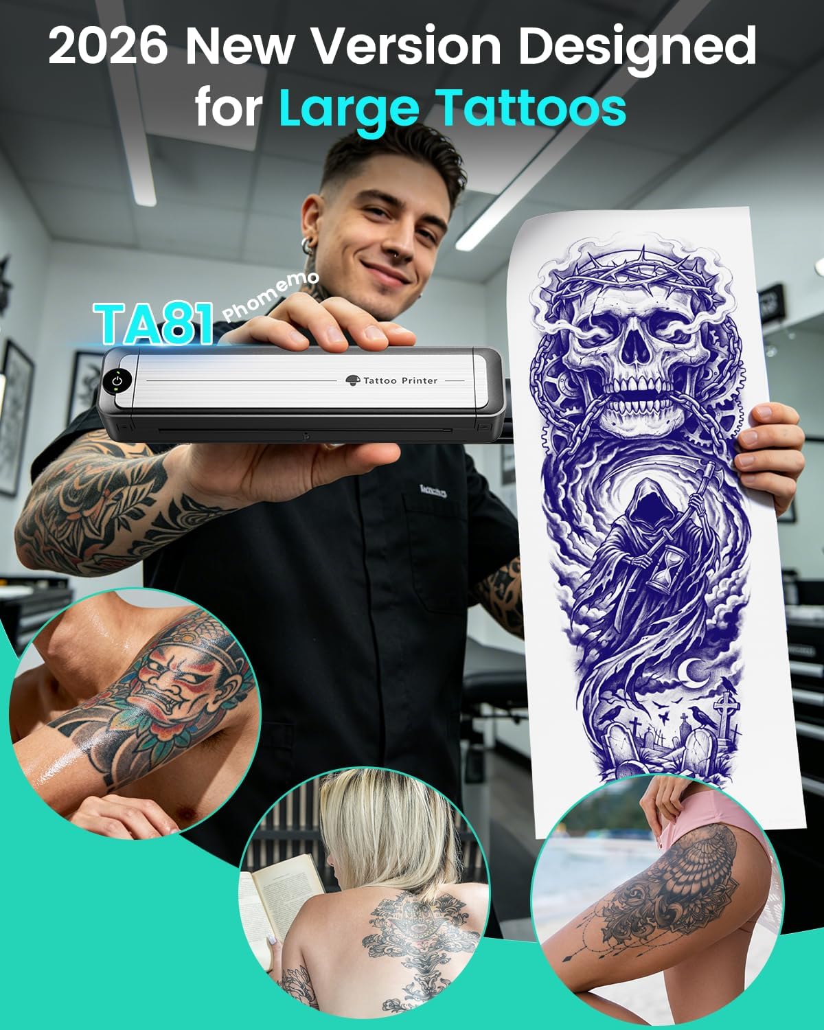 Phomemo TA81 Tattoo Stencil Printer - Long Image Printing for Large Tattoos