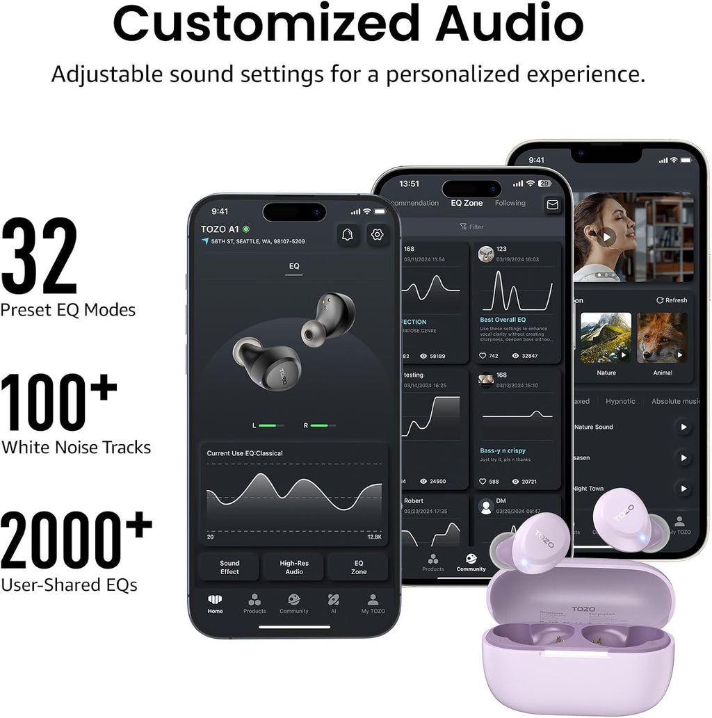 TOZO A1 Wireless Earbuds Bluetooth 5.3 Light Weight in Ear Headphones
