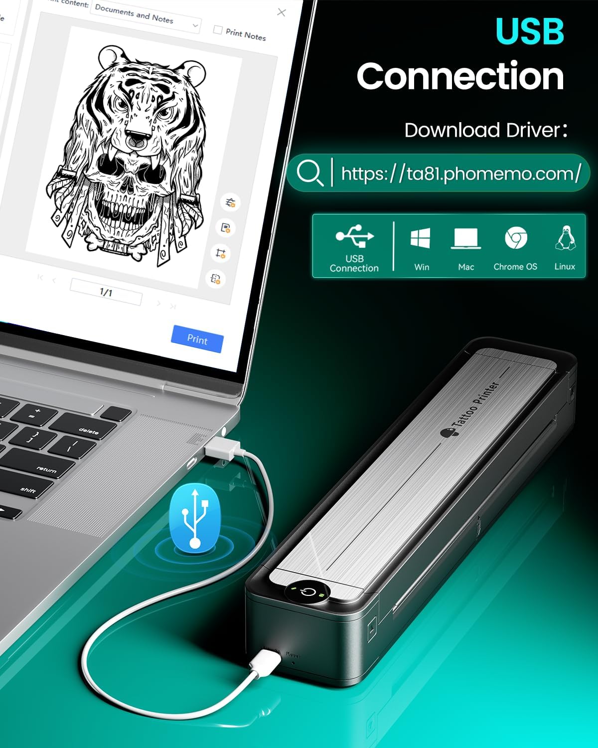 Phomemo TA81 Tattoo Stencil Printer - Long Image Printing for Large Tattoos