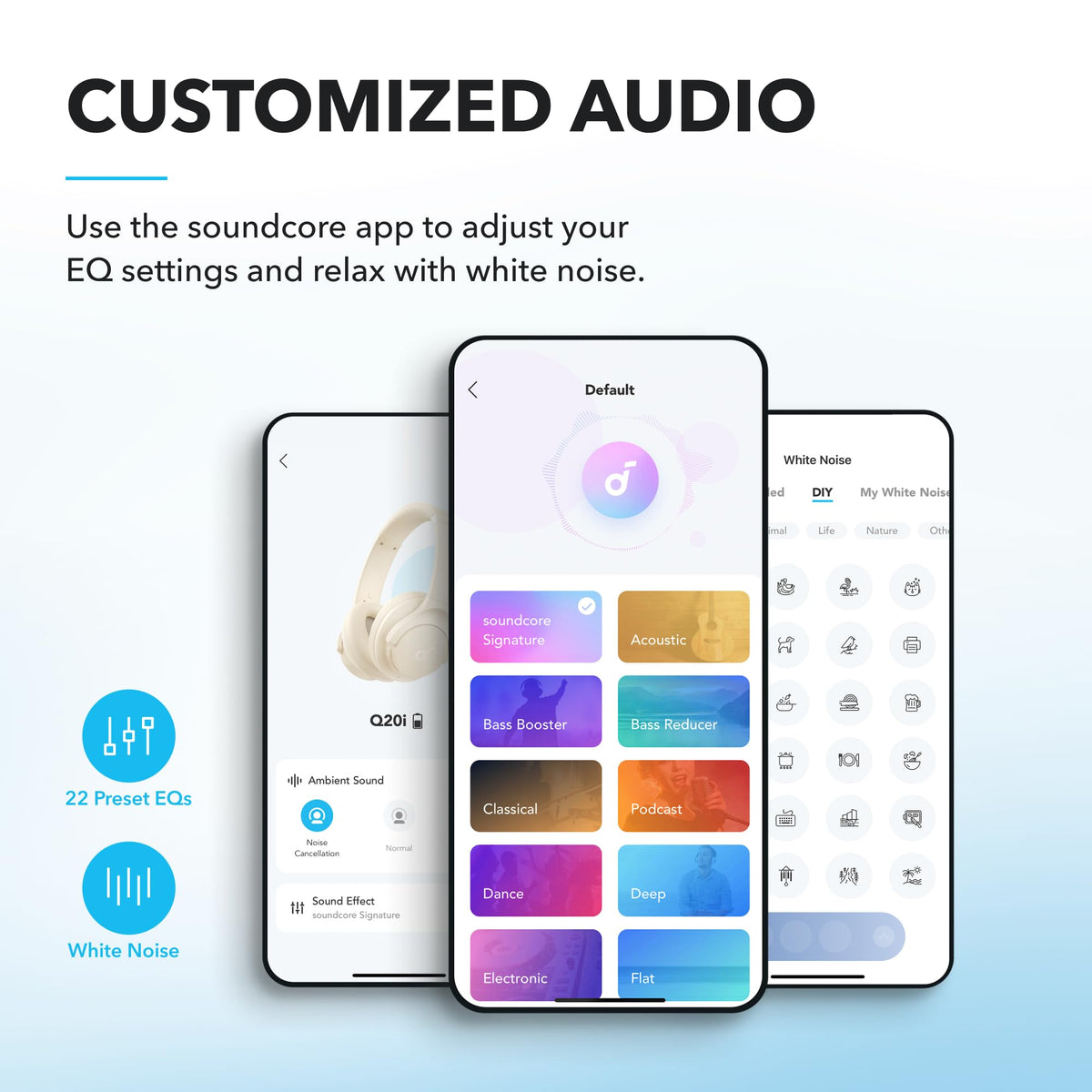 Soundcore by Anker Q20i Hybrid Active Noise Cancelling Headphones, White