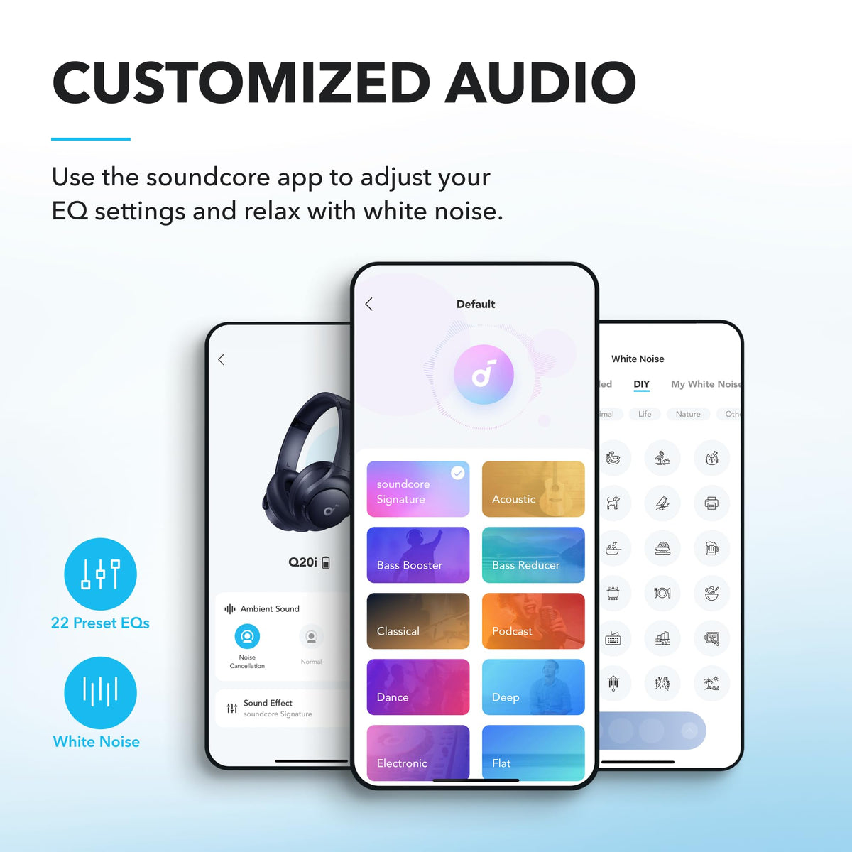 Soundcore by Anker Q20i Hybrid Active Noise Cancelling Headphones, White