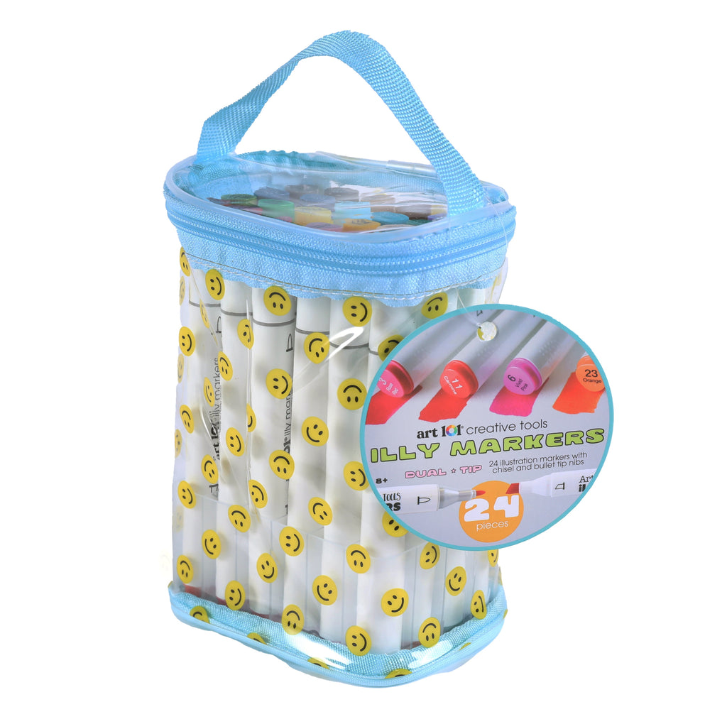 Alcohol Markers Set – 24 Dual-Tip Art Markers with Carry Pouch