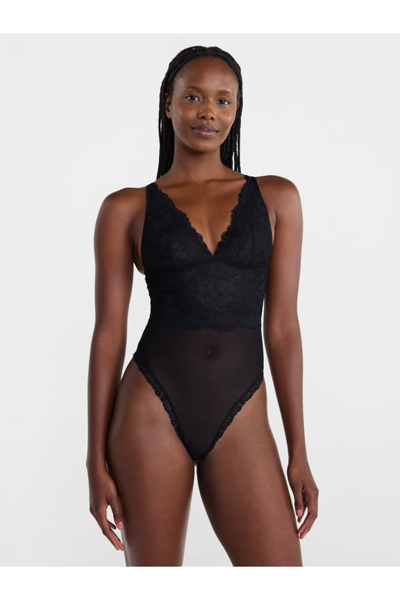 Lace Long-Sleeve Bodysuit – Sheer Floral One-Piece Top