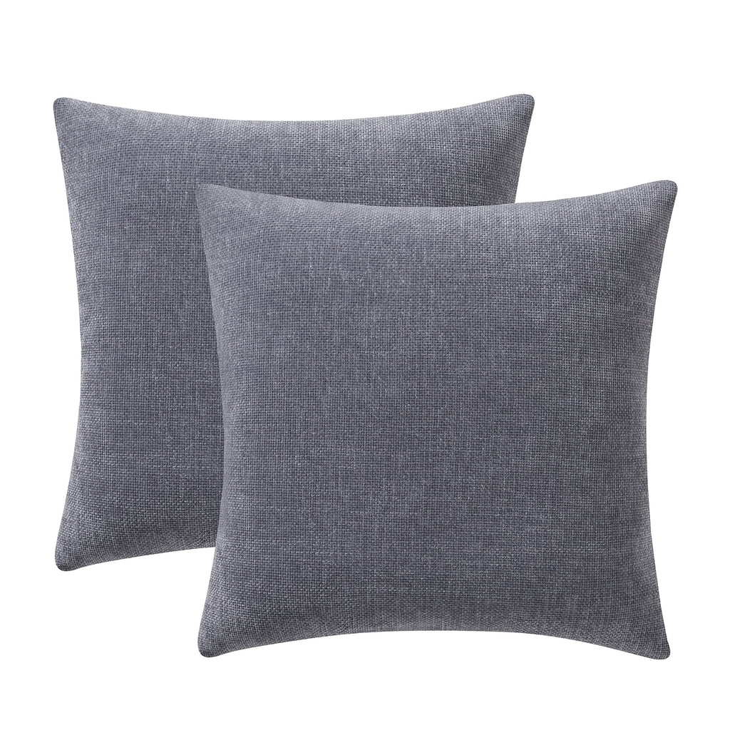 Chenille Decorative Throw Pillow Set – 18x18, Grey, 2-Piece