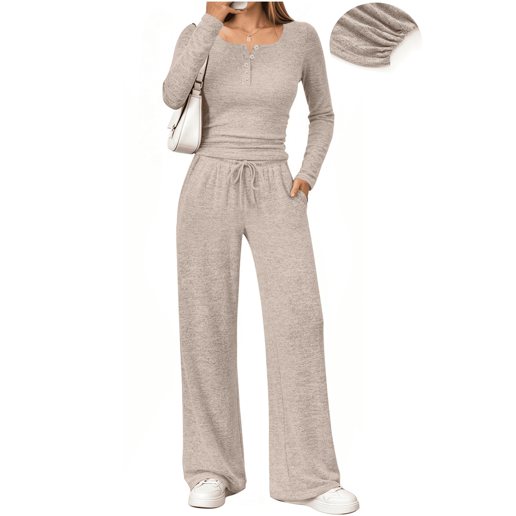Ruched Two-Piece Set with Drawstring Pocket Pants