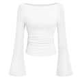 Bell-Sleeve Ribbed Knit Top