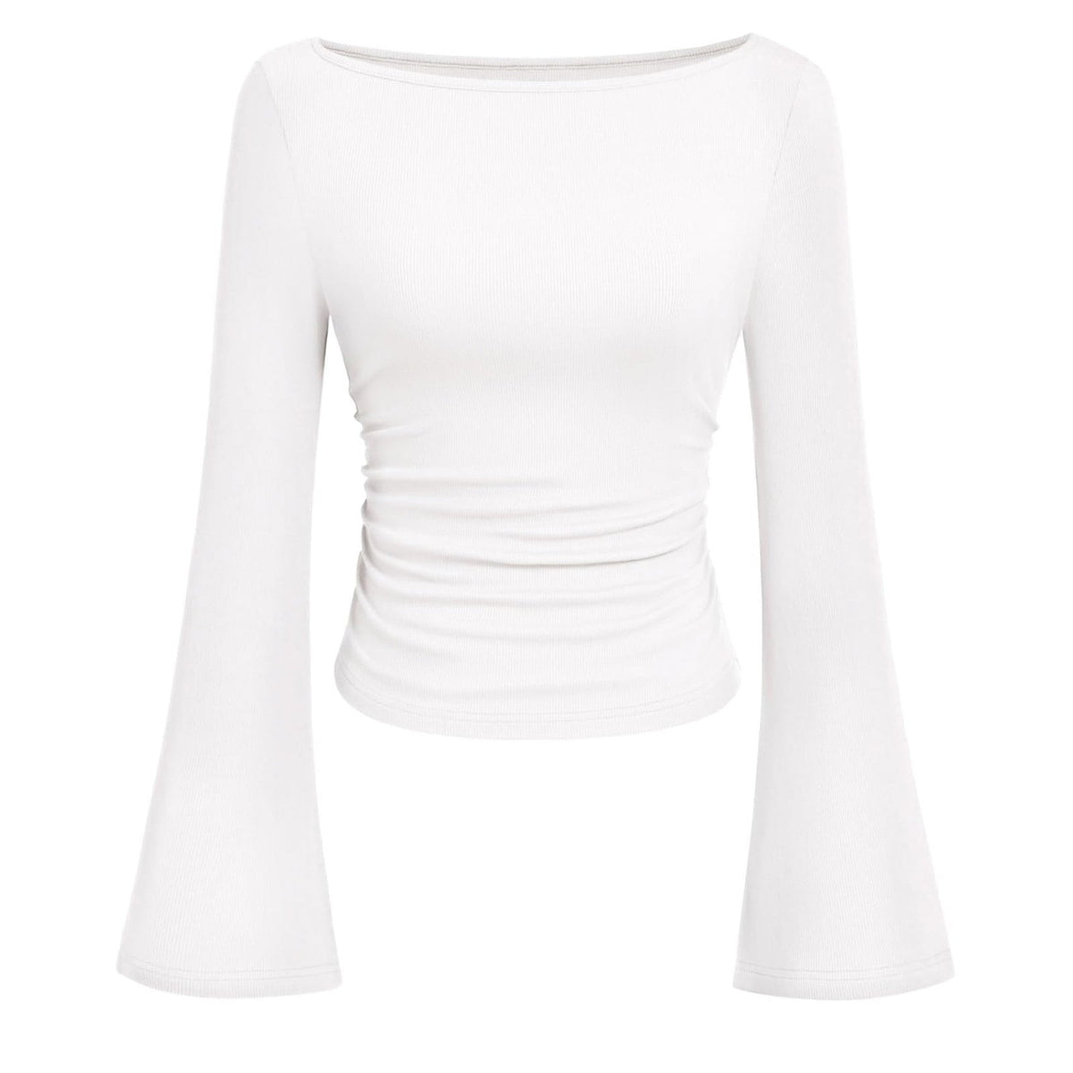 Bell-Sleeve Ribbed Knit Top