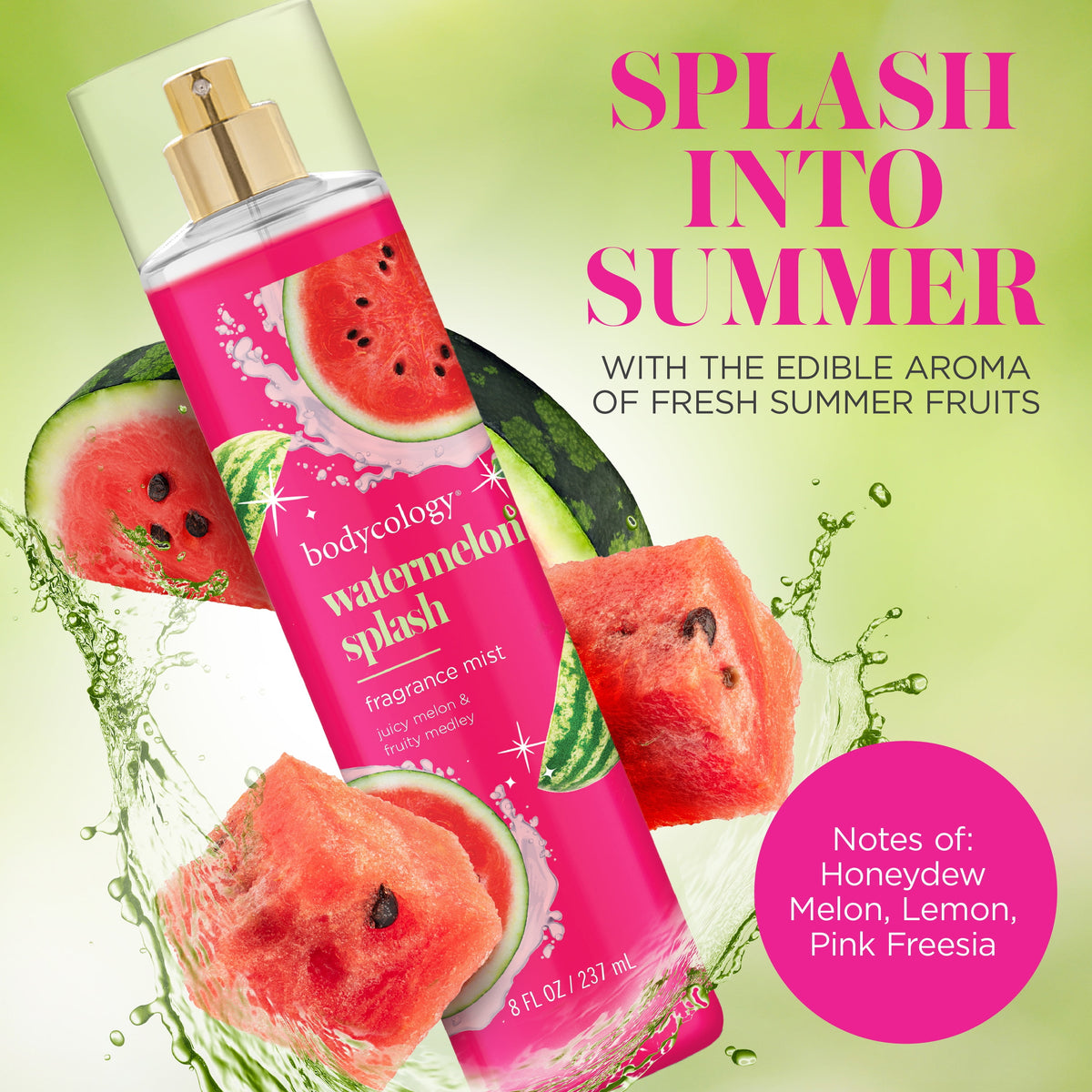 Watermelon Splash Fragrance Body Mist – Fresh Fruity Scented Body Spray, 8 fl oz