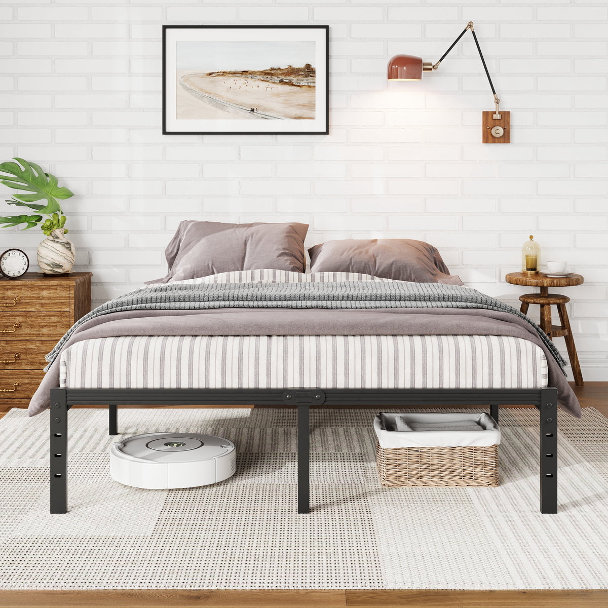 Queen Metal Platform Bed Frame – 14-Inch, Heavy Duty, No Box Spring Needed